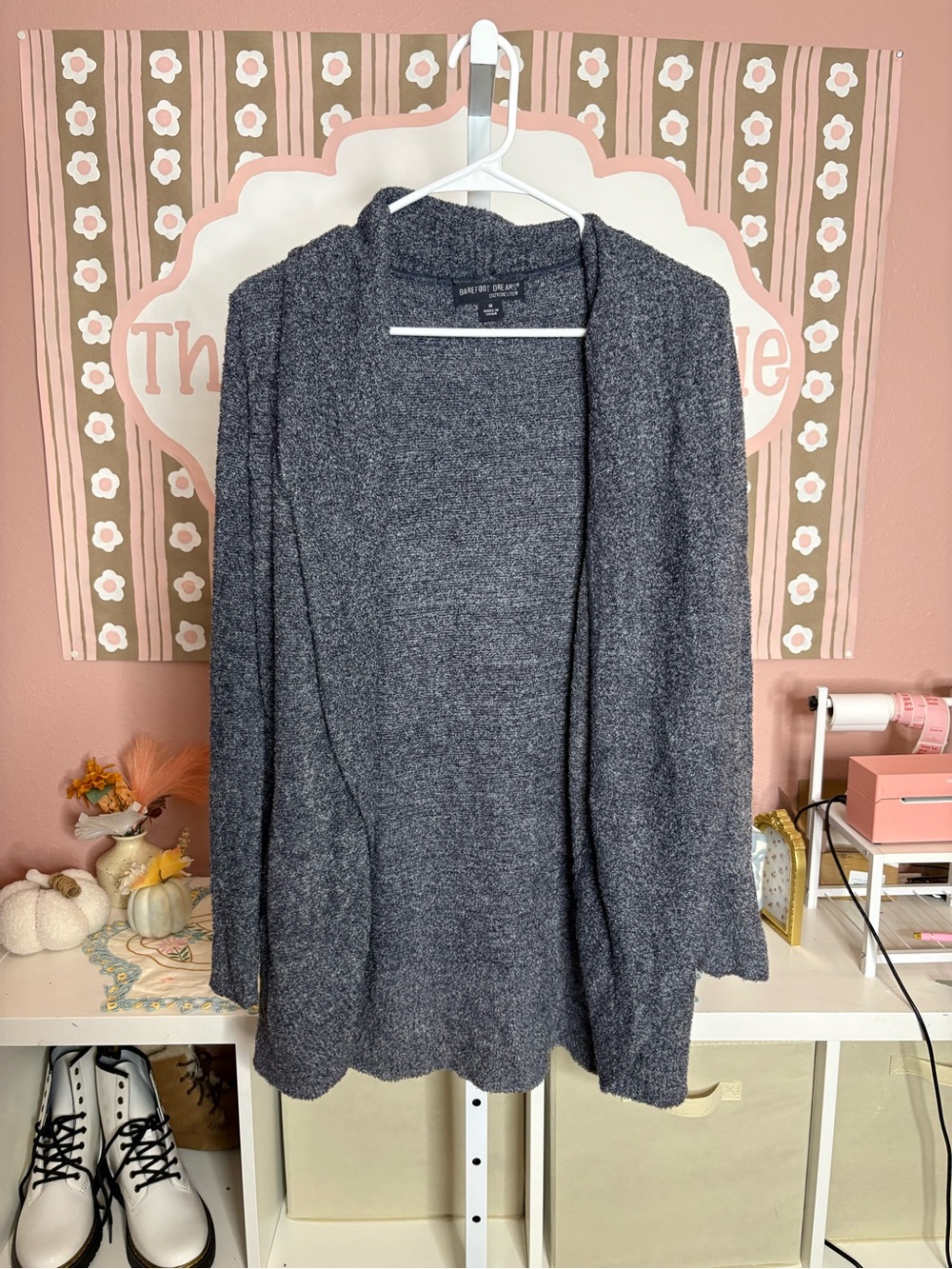 Barefoot Dream life Cozy Open-Front Women's Cardigan Sweater - Gray Blue